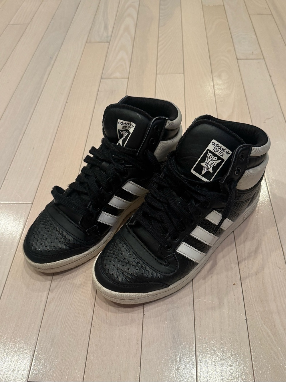 Vintage Adidas Top Ten Snake Print High Tops